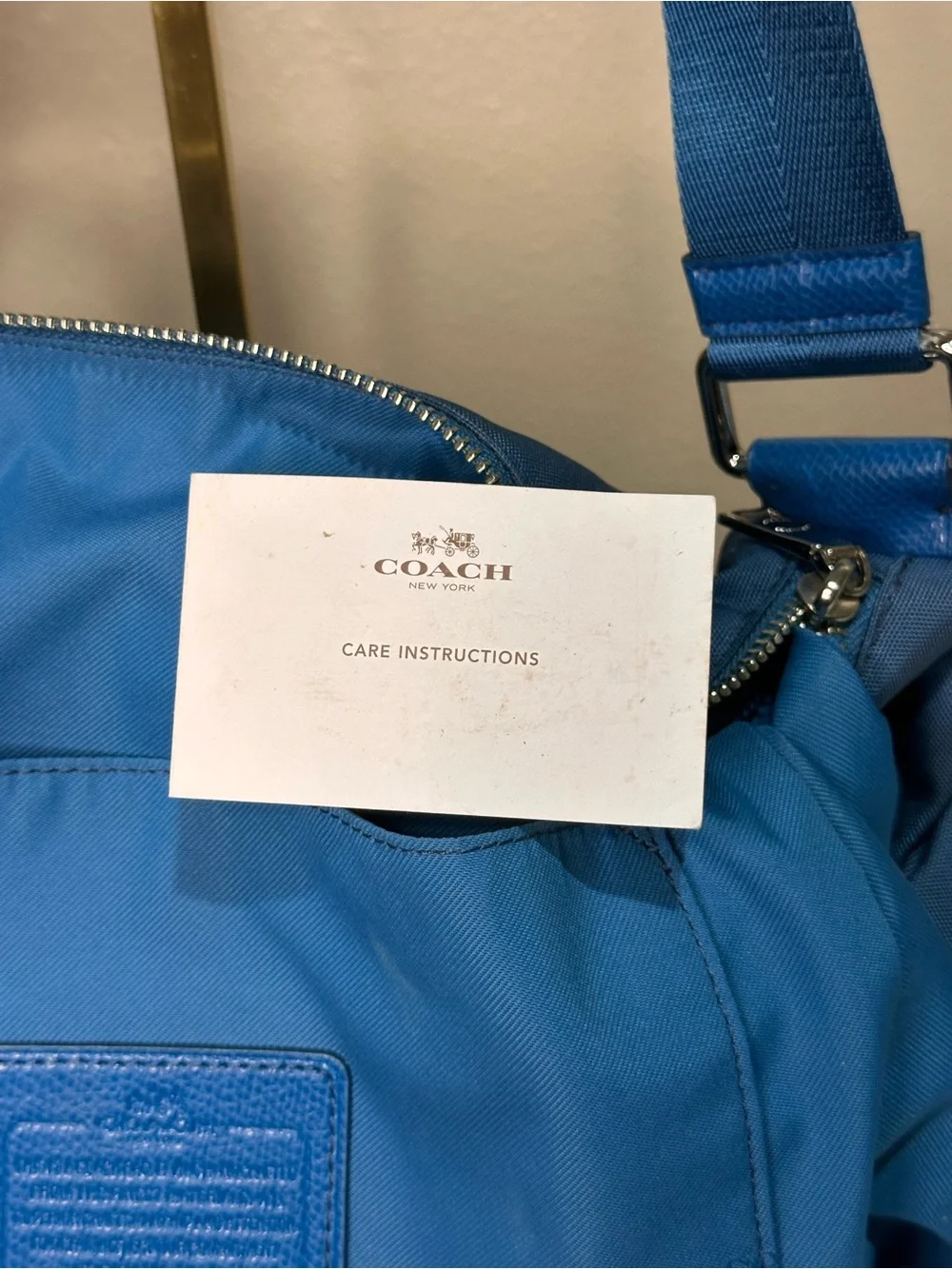 Coach Blue Nylon Crossbody Messenger Bag w Mini Turn Lock